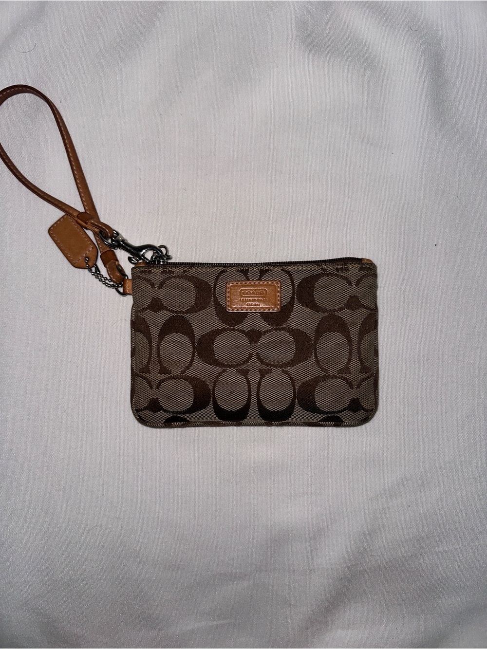 Coach Brown Signature Canvas Wristlet